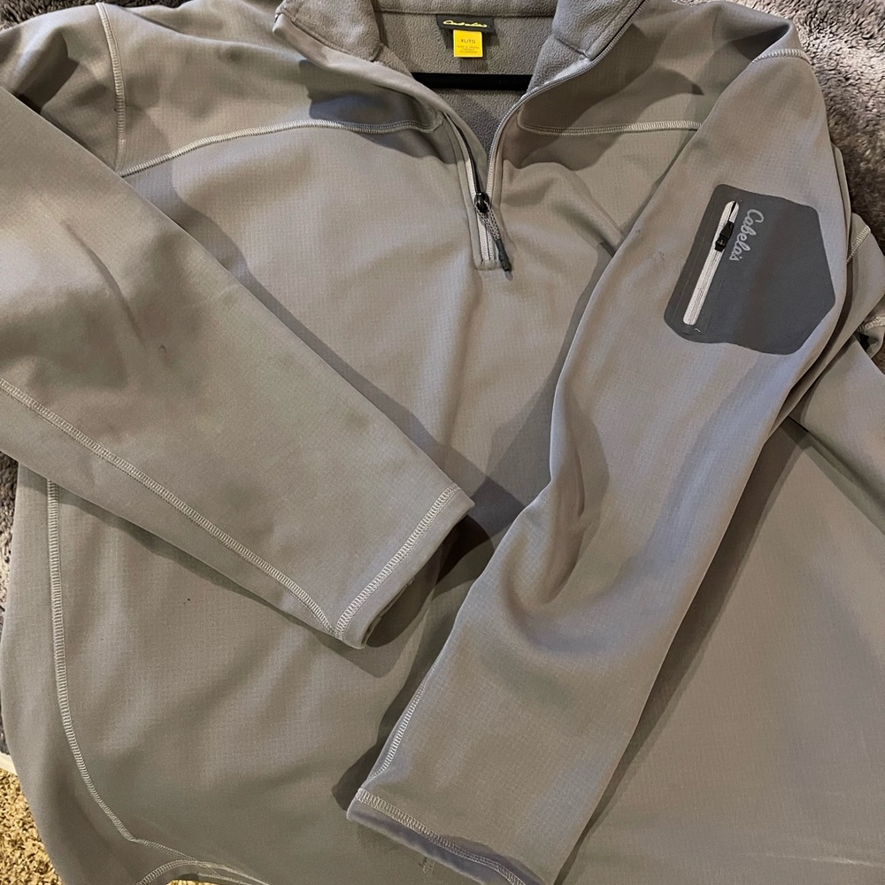Cabela's Light Gray Quarter-Zip Jacket XL